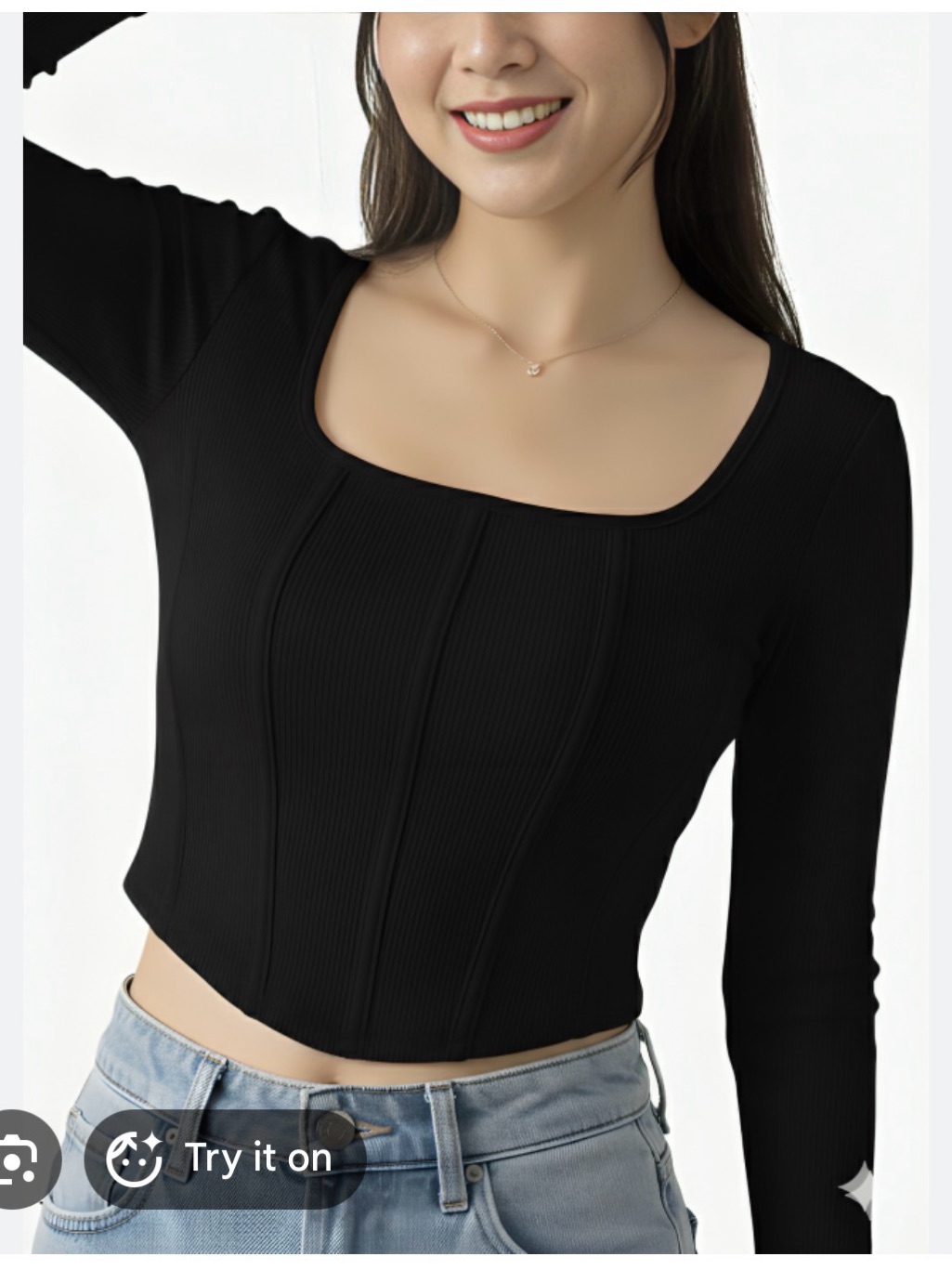 Nwt Hunter & Brown Premium Black Corset Square Neck Sweater Sz L